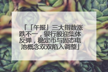 「午报」三大指数涨跌不一，银行股迎集体反弹，稳定币与固态电池概念双双陷入调整