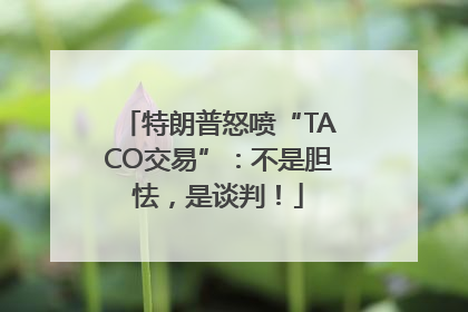 特朗普怒喷“TACO交易”：不是胆怯，是谈判！