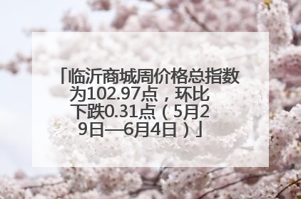 临沂商城周价格总指数为102.97点，环比下跌0.31点（5月29日—6月4日）