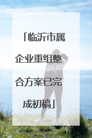 临沂市属企业重组整合方案已完成初稿