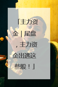 主力资金｜尾盘，主力资金出逃这些股！