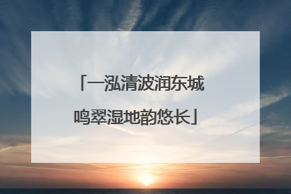 一泓清波润东城 鸣翠湿地韵悠长