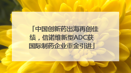 中国创新药出海再创佳绩，信诺维新型ADC获国际制药企业重金引进