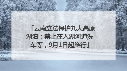 云南立法保护九大高原湖泊：禁止在入湖河道洗车等，9月1日起施行