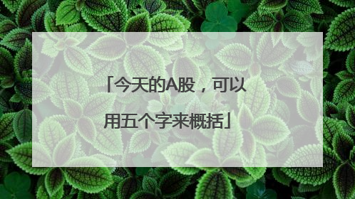 今天的A股，可以用五个字来概括