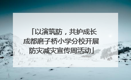 以演筑防，共护成长 成都磨子桥小学分校开展防灾减灾宣传周活动
