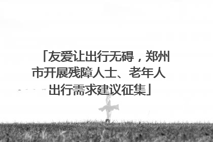友爱让出行无碍，郑州市开展残障人士、老年人出行需求建议征集