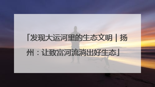 发现大运河里的生态文明｜扬州：让致富河流淌出好生态