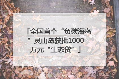 全国首个“负碳海岛”灵山岛获批1000万元“生态贷”