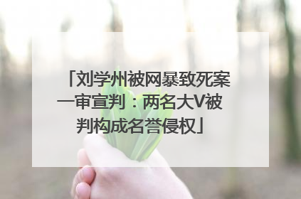 刘学州被网暴致死案一审宣判：两名大V被判构成名誉侵权