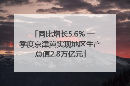 同比增长5.6% 一季度京津冀实现地区生产总值2.8万亿元