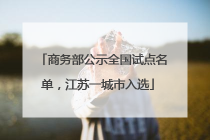 商务部公示全国试点名单，江苏一城市入选
