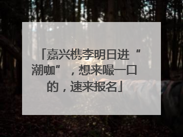 嘉兴槜李明日进“潮咖”，想来嘬一口的，速来报名