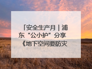 安全生产月｜浦东“公小护”分享《地下空间要防灾，守护平安有我在》安全谣