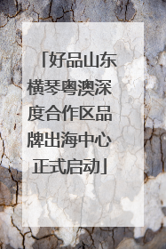 好品山东横琴粤澳深度合作区品牌出海中心正式启动