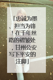 忠诚为墨、担当为锋！在千年丝路的褶皱处，甘州公安写下平安的注脚