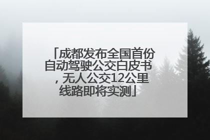成都发布全国首份自动驾驶公交白皮书，无人公交12公里线路即将实测