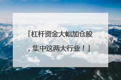 杠杆资金大幅加仓股，集中这两大行业！