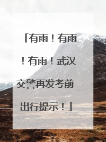 有雨！有雨！有雨！武汉交警再发考前出行提示！