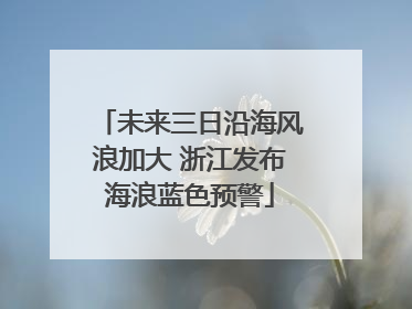 未来三日沿海风浪加大 浙江发布海浪蓝色预警
