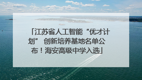 江苏省人工智能“优才计划” 创新培养基地名单公布！海安高级中学入选