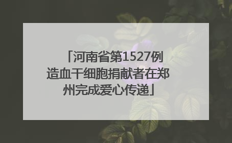 河南省第1527例造血干细胞捐献者在郑州完成爱心传递