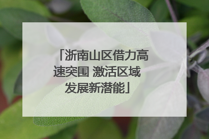浙南山区借力高速突围 激活区域发展新潜能