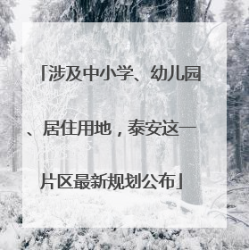 涉及中小学、幼儿园、居住用地，泰安这一片区最新规划公布