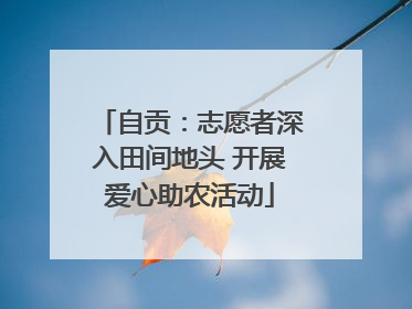 自贡：志愿者深入田间地头 开展爱心助农活动