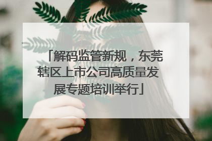解码监管新规，东莞辖区上市公司高质量发展专题培训举行