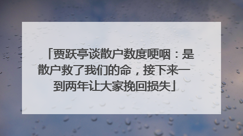 贾跃亭谈散户数度哽咽：是散户救了我们的命，接下来一到两年让大家挽回损失