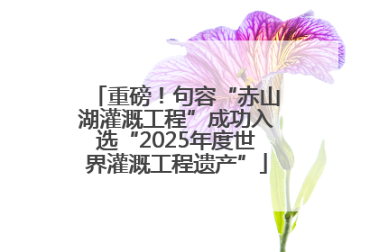 重磅！句容“赤山湖灌溉工程”成功入选“2025年度世界灌溉工程遗产”