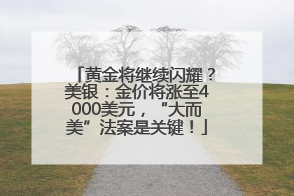 黄金将继续闪耀？美银：金价将涨至4000美元，“大而美”法案是关键！