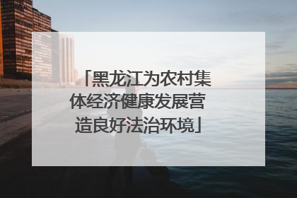 黑龙江为农村集体经济健康发展营造良好法治环境